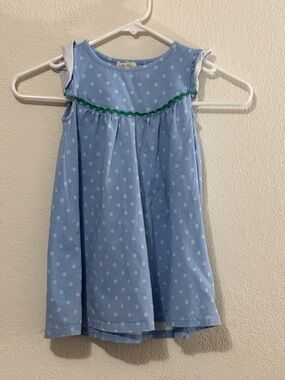 Matilda Jane toddler girls dress blue with green polka dots green riff raft 4
